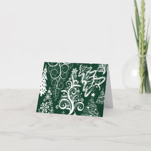 Festive Holiday Green Christmas Trees Xmas Card