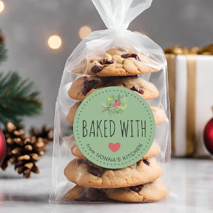 Festive Holiday Greenery Baked With Love Classic Round Sticker