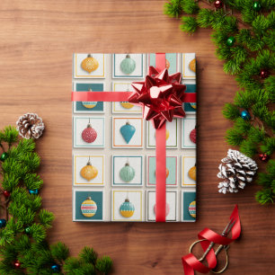 Festive Holiday Grid in Bright Colours Wrapping Paper