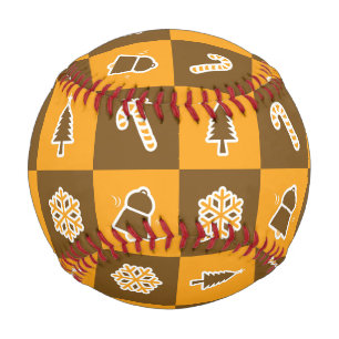 Festive Holiday Grid Pattern Baseball