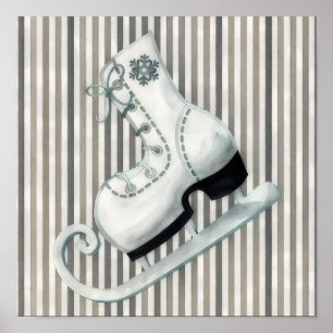 Festive Holiday Ice Skate Art Poster