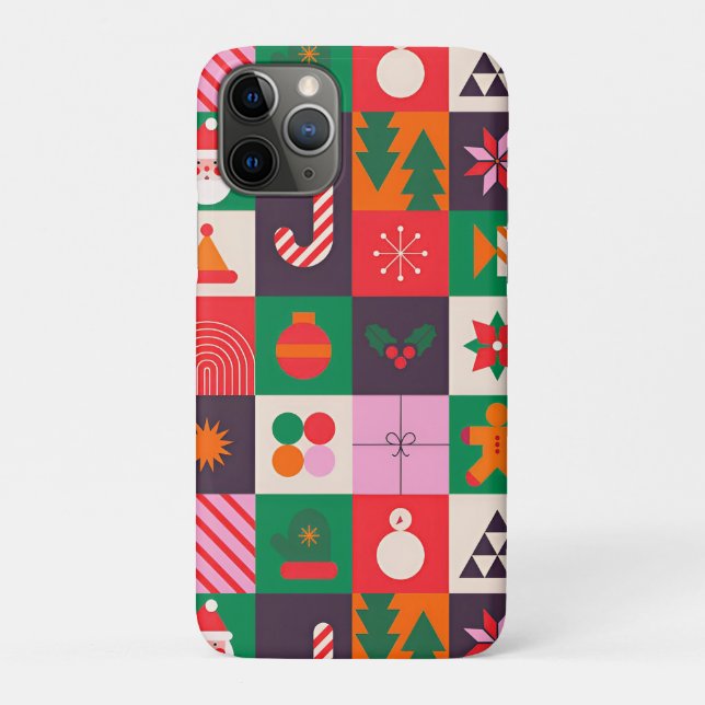 Festive Holiday Icon Grid ✨ Colourful Christmas Case-Mate iPhone Case (Back)