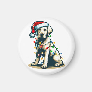 Festive Holiday Labrador Dog with Christmas Light Magnet