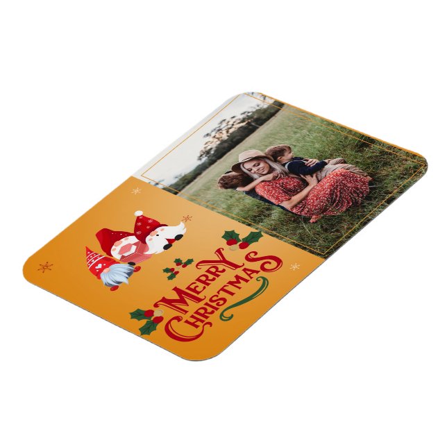 Festive Holiday Merry Christmas Keepsake Photo Magnet (Left Side)