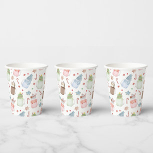 Festive Holiday Milkshakes Pattern Christmas Paper Cups