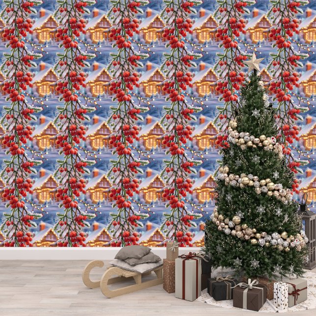 Festive Holiday Mistletoe Berries DIY Peel & Stick Wallpaper (Creator Uploaded)