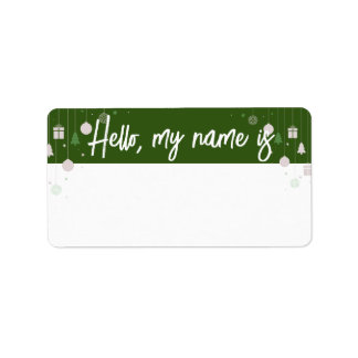 Festive Holiday Name Tag2 - Choose your colour! Label