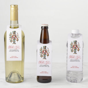 Festive Holiday Nutcracker-Thank you typography Bottle Tag