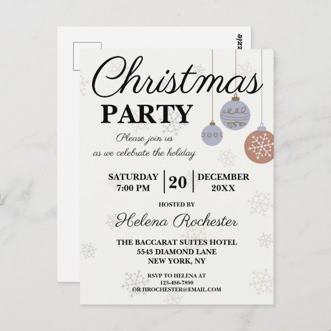 Festive Holiday Ornament Christmas Party  Postcard (Front/Back)