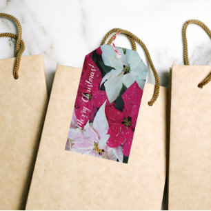 Festive Holiday Poinsettias Floral Gift Tags