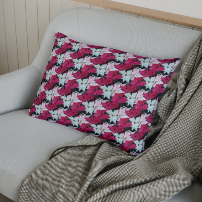 Festive Holiday Poinsettias Floral Pillowcase (In Situ)