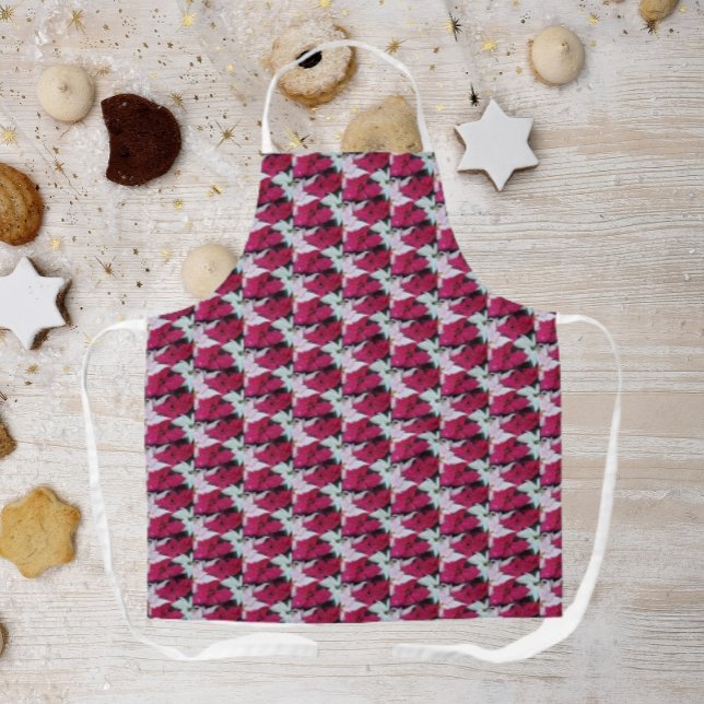 Festive Holiday Poinsettias Pattern Apron (Creator Uploaded)