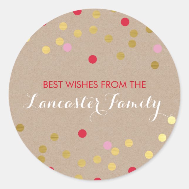 FESTIVE HOLIDAY SEAL confetti pattern gold kraft (Front)