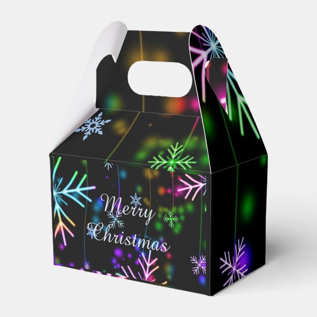 Festive holiday snowflakes, Merry Christmas Favour Box (Front Side)