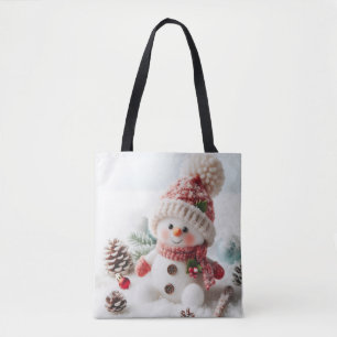 Festive Holiday Snowman Tote Bag