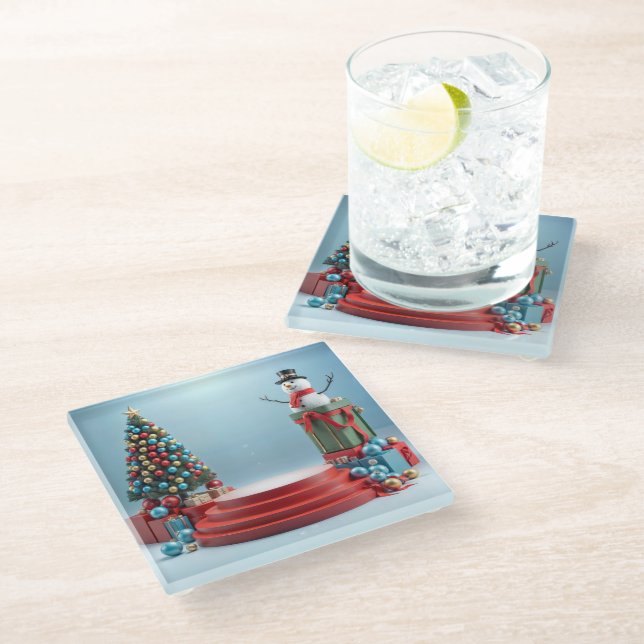Festive Holiday Stage Glass Coaster (Angled)