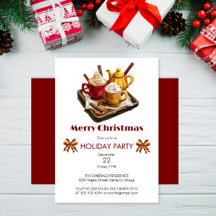 festive holiday tea set, and hot choco Christmas  Invitation