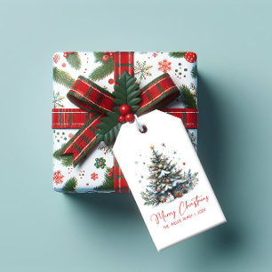 Festive Holiday Tree Merry Christmas Gift Tags