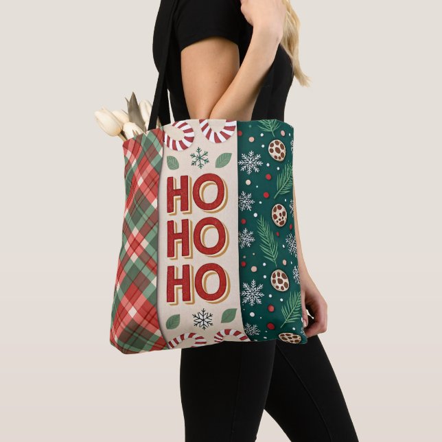 Festive Holiday Typography Patterns for Tote Bags (Close Up)