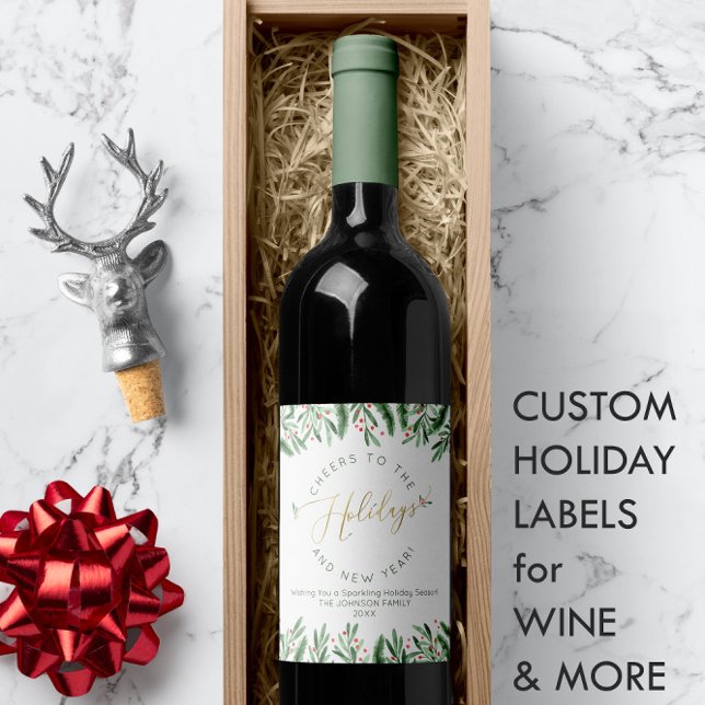 🎄 Festive Holidays + New Year Gold Typography Wine Label (🎄 Festive Holidays + New Year Gold Typography Wine Label
)