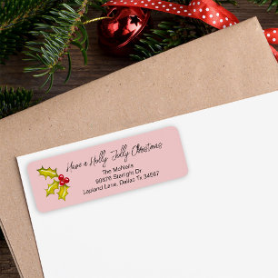 Festive Holly Berries Whimsical Pink Fun Christmas