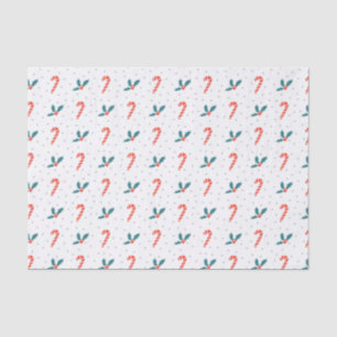 Festive Holly Berry & Cane Pattern Christmas Tissue Paper