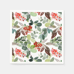 Festive Holly Berry Christmas Holiday Party Napkin