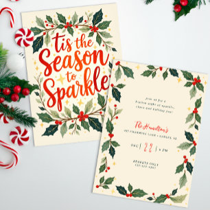 Festive Holly Botanical Holiday Party Invitation