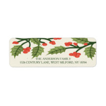 Festive Holly Christmas Address Labels