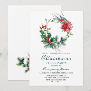 Festive Holly Christmas Corporate Holiday Party Invitation