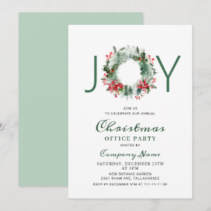 Festive Holly Christmas Corporate Holiday Party Invitation
