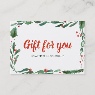 Festive Holly Leaves Christmas Gift Certificate