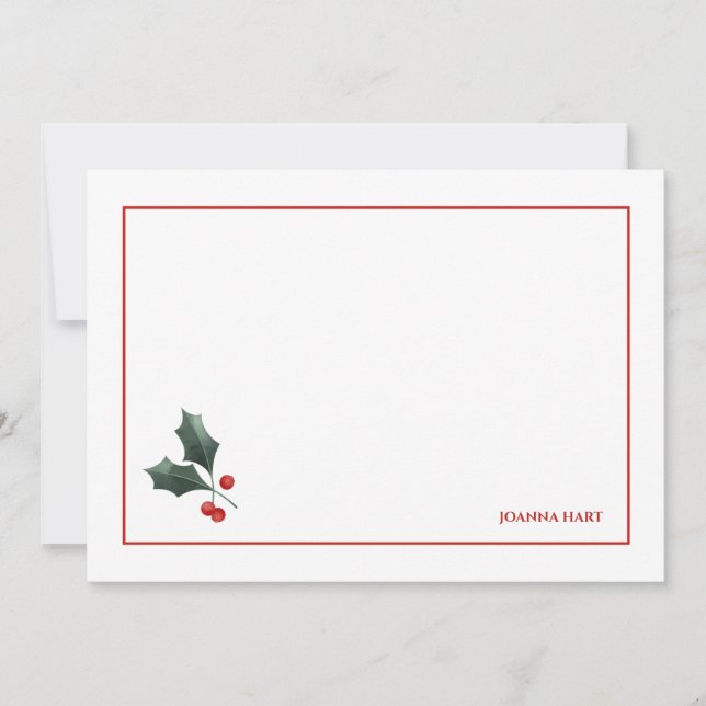 Festive Holly Personalised Stationery (Front)