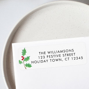 Festive Holly Return Address