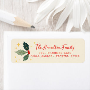 Festive Holly Return Address Label