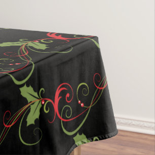 Festive Holly & Swirls Tablecloth