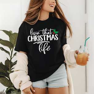 Festive Holly Typographic Christmas Life Tri-Blend Shirt