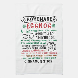 Festive homemade eggnog Christmas recipe Tea Towel