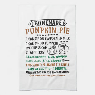 Festive Homemade pumpkin pie recipe Tea Towel