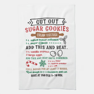Festive Homemade sugar cookies Christmas recipes Tea Towel
