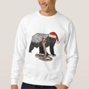 Festive Honey Badger Snake Funny Badass Christmas  Sweatshirt