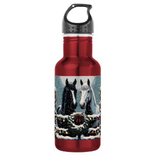 Festive Horses   Merry Christmas 532 Ml Water Bottle