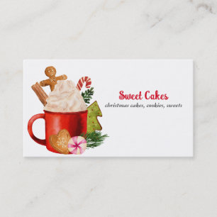 Festive Hot Cocoa Cookie Candy Christmas Bakery  Business Card