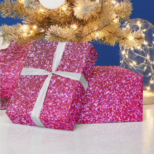 Festive hot pink glitter pattern elegant girly wrapping paper