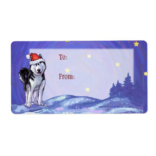 Festive Husky Christmas Gift Labels