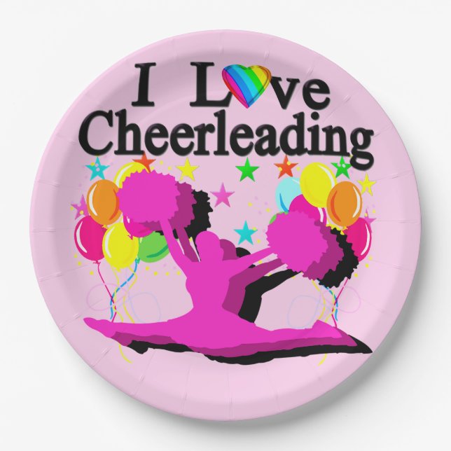 FESTIVE I LOVE CHEERLEADING PAPER PLATES (Front)