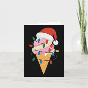 Festive Ice Cream With Christmas Lights And Santa Card