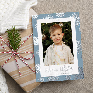 Festive Icy Blue and Silver Snowflakes Photo