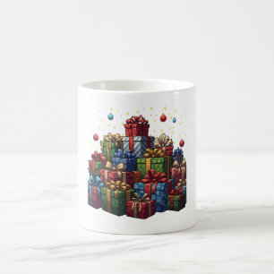 Festive Illustrated Christmas Presents Pile Coffee Mug
