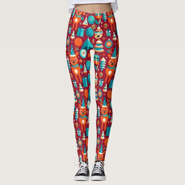 Festive illustration leggings (Front)